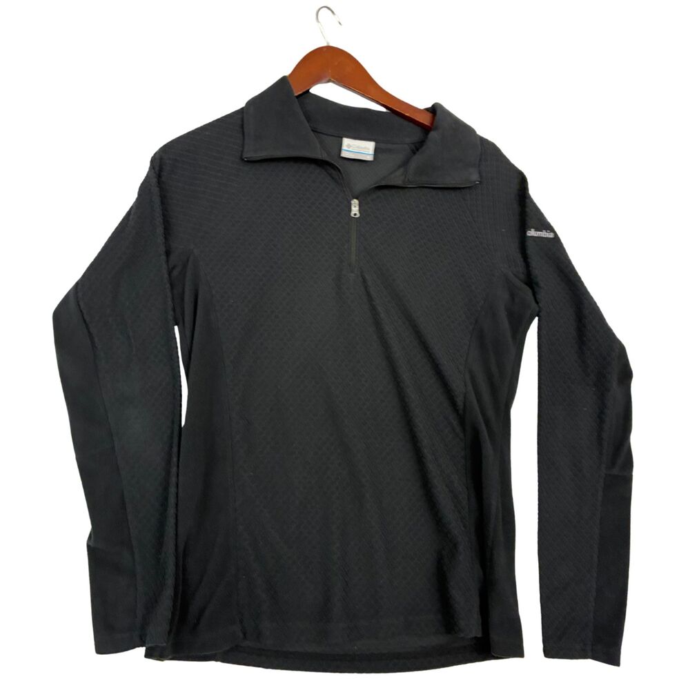 Columbia Sportswear Womens M Black Fleece 1/4 Zip Pullover Textured Outdoor Top